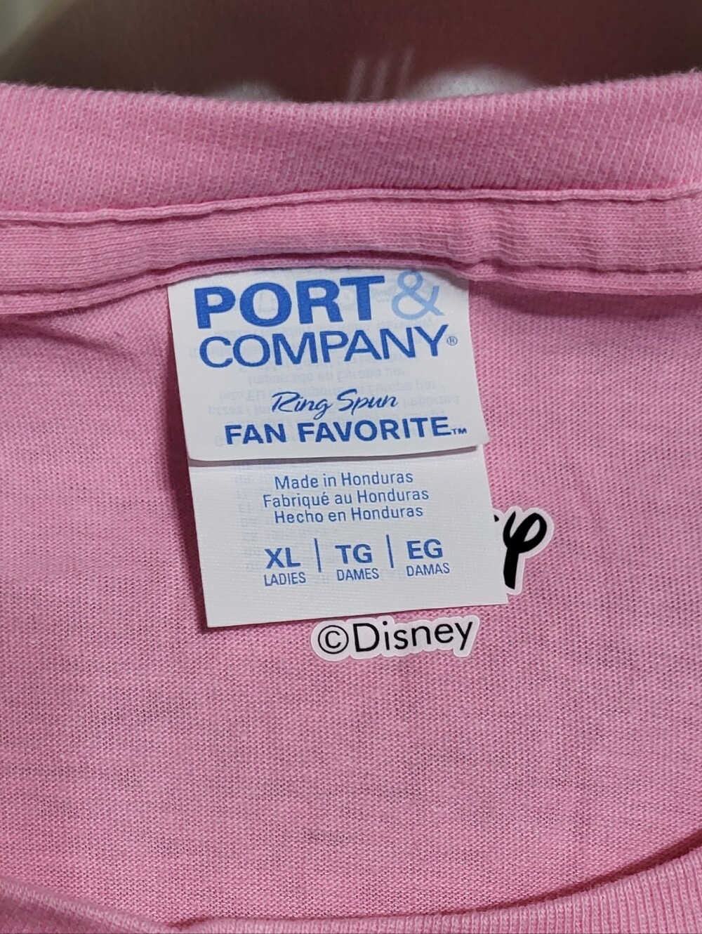 Port & Company Women's NWOT Pink Daisy Duck Graphic Short Sleeve T-Shirt Size XL - Picture 3 of 8